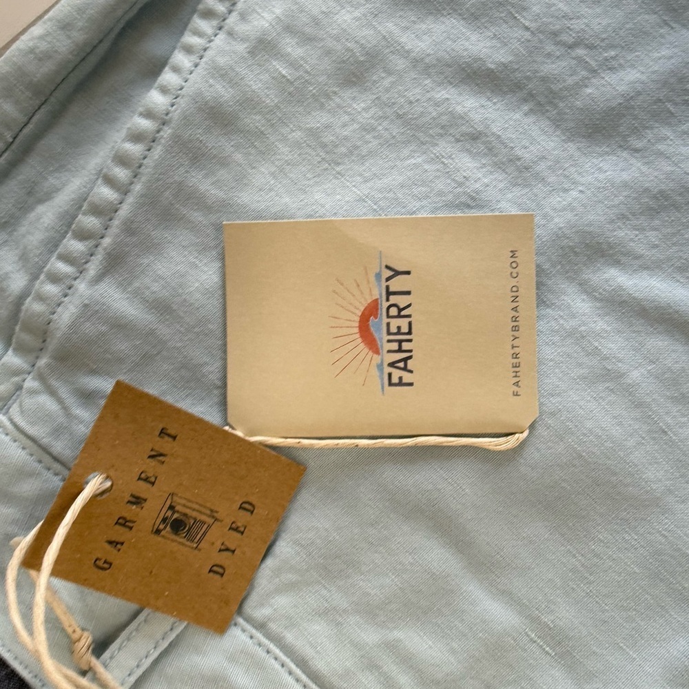 Faherty Men's Malibu Linen & Cotton Chino Shorts Light Blue 40 NEW 1622 - Picture 3 of 6